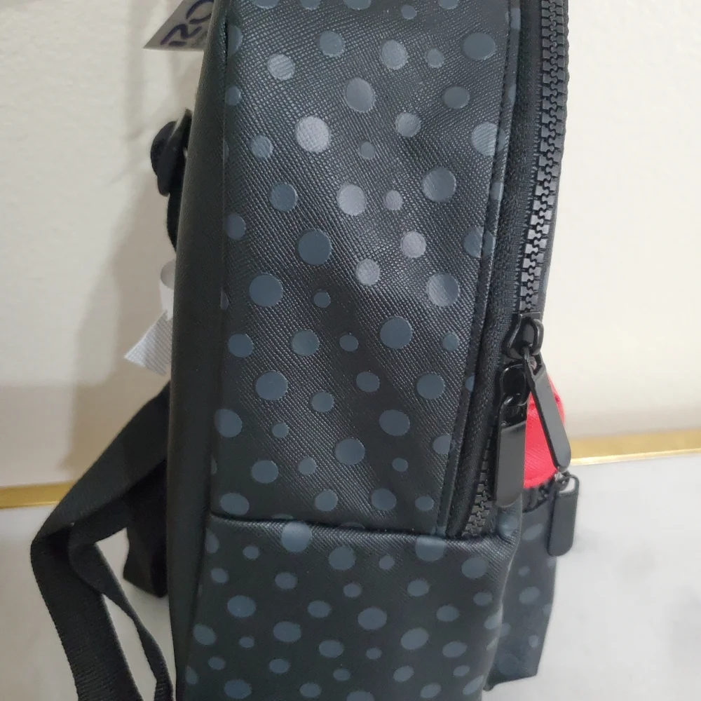 Disney NEW Minnie Mouse Black And Grey Polka Dot Backpack Purse